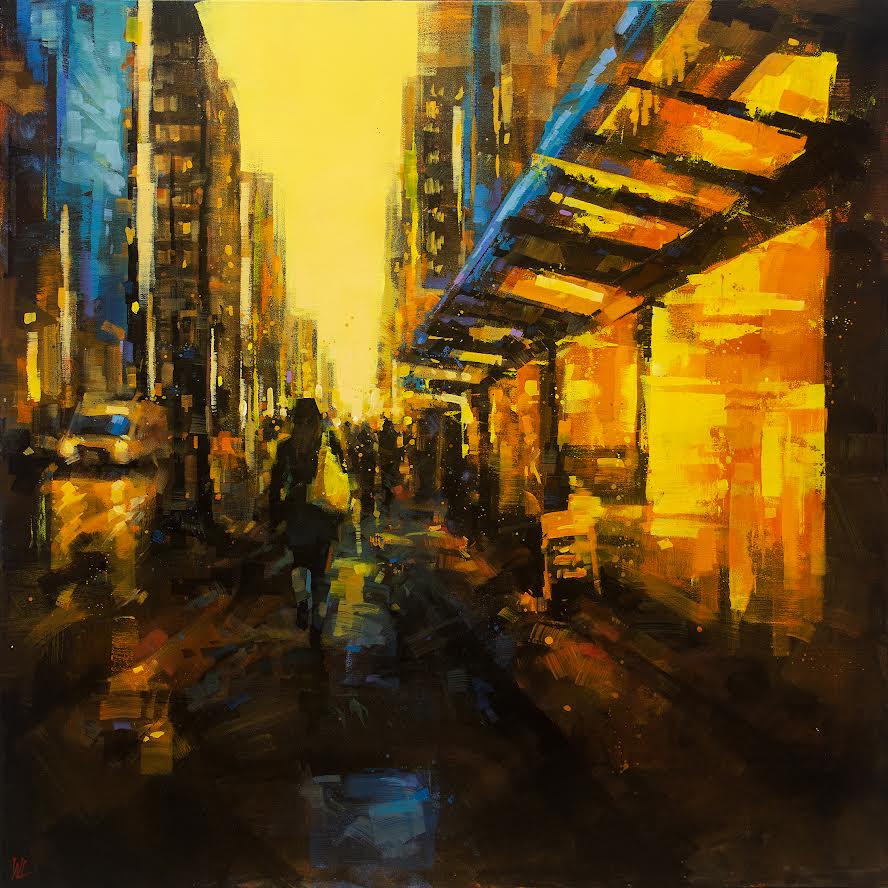 William Liao artwork 'Granville Street at Dusk' at White Rock Gallery